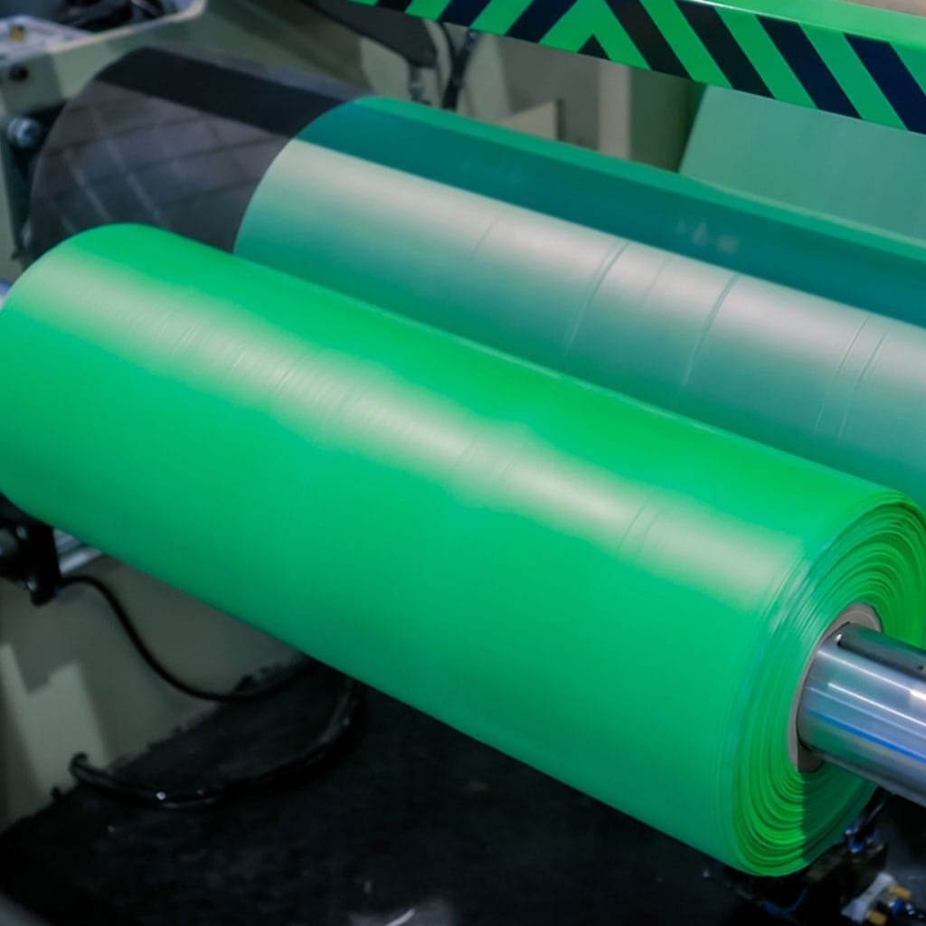 Industrial film rolls in storage